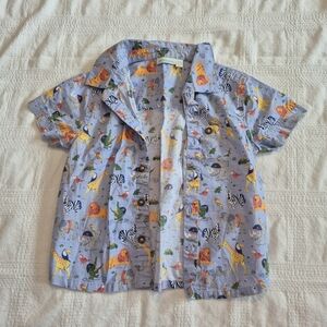 JoJo Maman Bebe boys 18-24 months button up animal print button up shirt VGUC